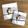 Set Of Christmas Robin Coasters With Gift Card, thumbnail 1 of 3