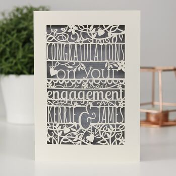 Personalised Papercut Floral Engagement Card, 6 of 8