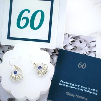 60th Birthday Infinity Birthstone Earrings, 2 of 4