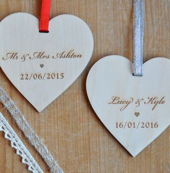 Personalised Wedding Wooden Heart, 2 of 5