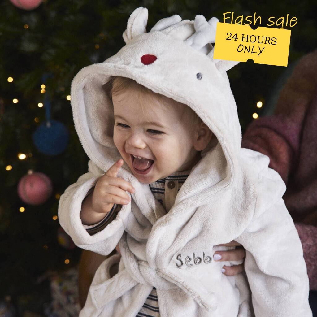 Personalised Reindeer Christmas Fleece Robe, 1 of 9