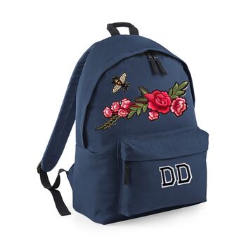 Personalised Backpack With Bee And Roses, 5 of 11