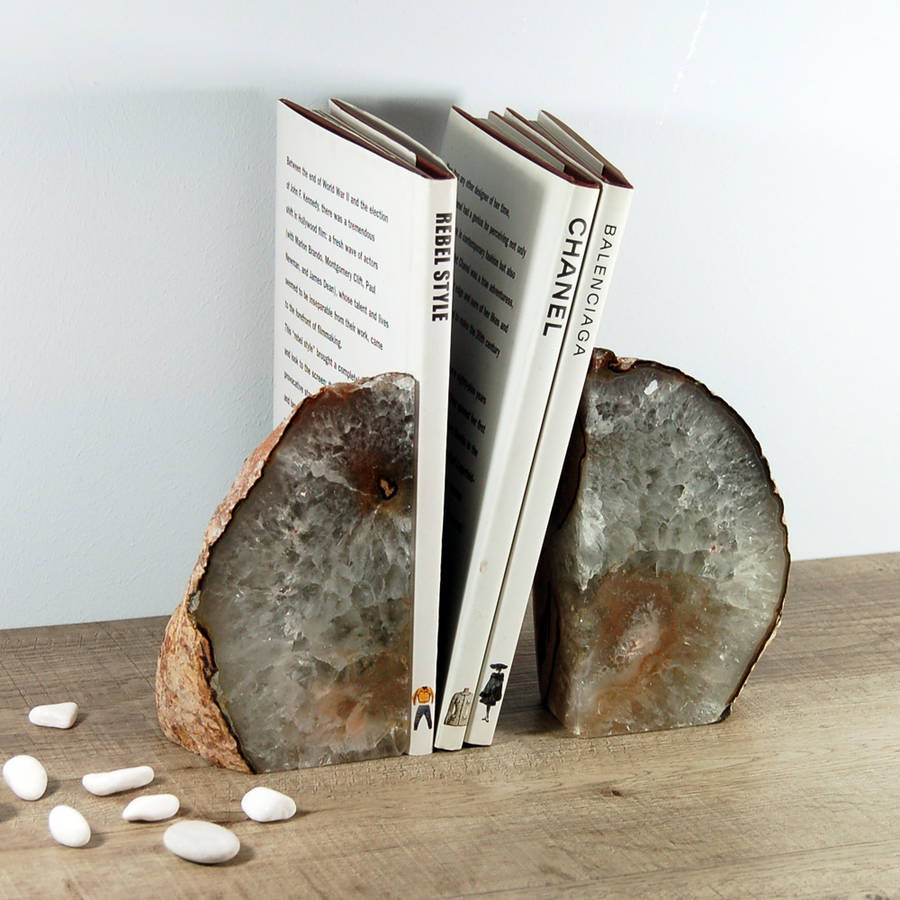 natural agate bookends by minke and fin