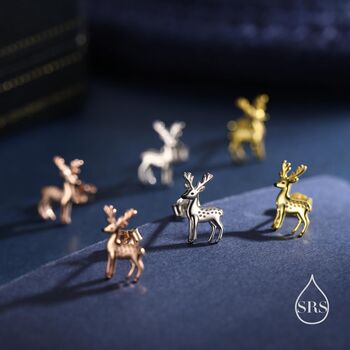 Sterling Silver Deer Stud Earrings, 5 of 11