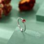 Sterling Silver Very Tiny Garnet Red Cz Heart Ring, thumbnail 5 of 12