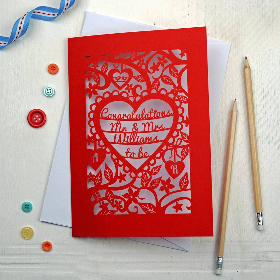 personalised papercut heart engagement card by pogofandango ...