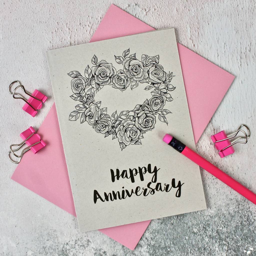 Rose Heart Wedding Anniversary Card By Adam Regester Design | notonthehighstreet.com