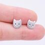 Cute Kitty Cat Stud Earrings, thumbnail 7 of 10