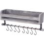 Wooden Grey Floating Shelves With Eight Hooks, thumbnail 11 of 12