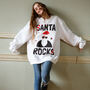 Santa Rocks Women's Christmas Jumper, thumbnail 1 of 8