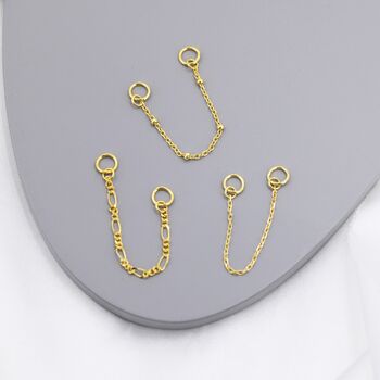 Sterling Silver Hoop Earring Linking Chains, 4 of 12
