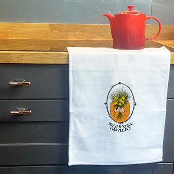 Personalised March Birth Flower Tea Towel, 6 of 9