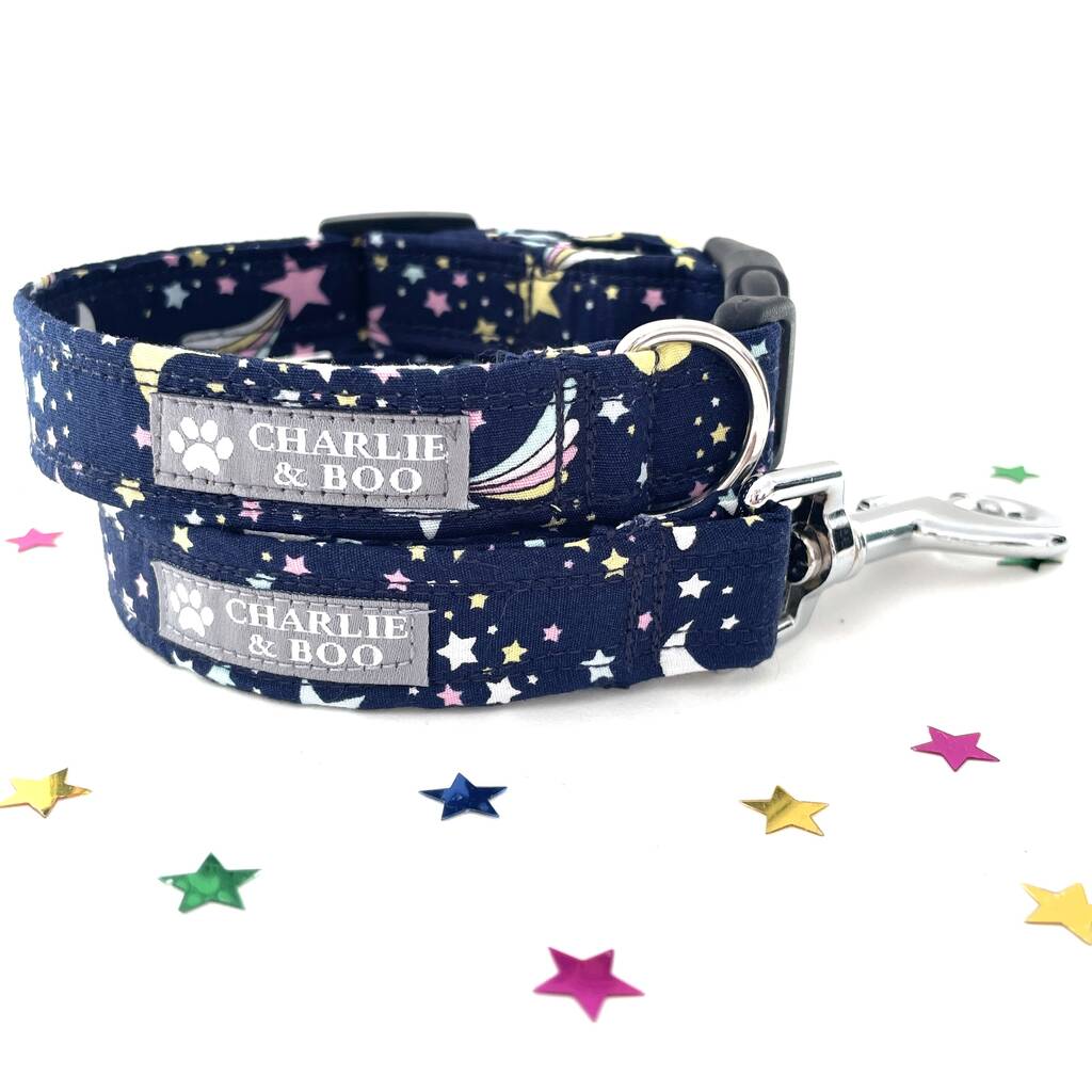 Navy Shooting Star Collar And Lead Set, 1 of 8