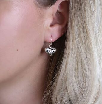 Sterling Silver Pebble Heart Drop Earrings, 4 of 8
