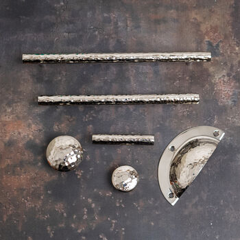 Solid Brass Nickel Hammered Cabinet Pull Handles, 8 of 12