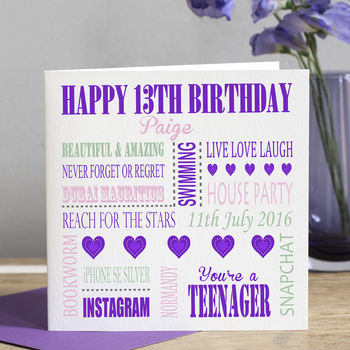 personalised 13th birthday card by lisa marie designs ...