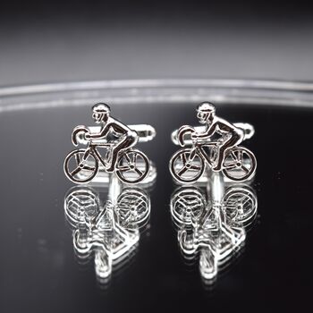 Bicycle Cufflinks Silver Bike Cufflinks For Cyclists Gift For Him, 4 of 6