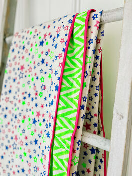 Handmade Block Print Dohar Blanket | Neon Stars, 2 of 3