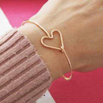 Heart Sprung Sterling Silver Bangle, 4 of 6
