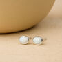 Sterling Silver White Opal Oval Stud Earrings, thumbnail 2 of 10