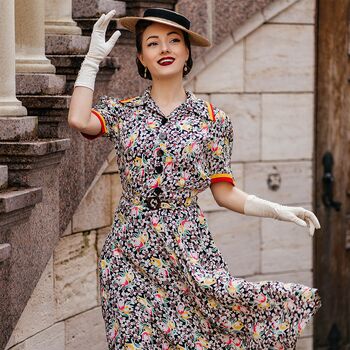 Roma Dress In Tulip Print Vintage 1940s Style, 2 of 2