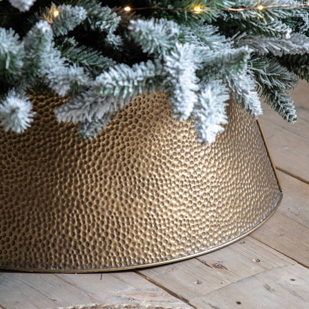 Hammered Gold Metal Christmas Tree Skirts By Primrose & Plum