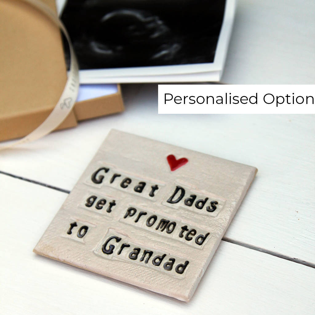Engraved Grandad Gift/Engraved Wooden Drinks Coaster Grey Dust and Things Only the Best Dads get Promoted to Grandad 