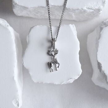 Deer Charm Necklace 925 Silver, 4 of 8