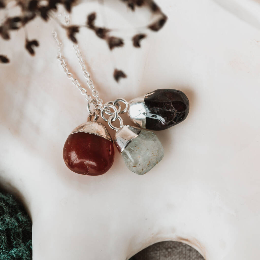 Tiny Surprise Triple Tumbled Gemstone Calming Necklace, 1 of 5