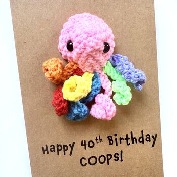 Personalised Name Age Octopus Crochet Birthday Card Handmade, 4 of 12