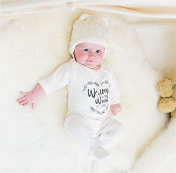 Personalised Welcome To The World Babygrow Baby Gift, 3 of 9