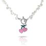 Pearl Gemstone Cherry Heart Tbar Necklace, thumbnail 2 of 2