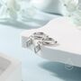 Very Tiny Rhombus Clear Cz Huggie Hoop In Sterling Silver, thumbnail 2 of 12