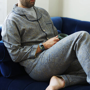 Personalised Men’s Heritage Jacquard Pyjama Set – Pure Cotton, 7 of 12