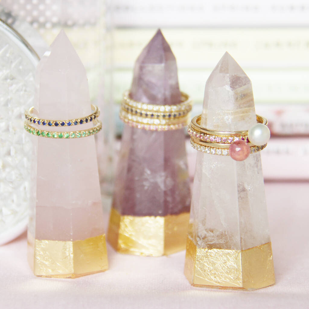 Rose Quartz, Crystal Quartz And Ameythst Ring Holders, 1 of 12