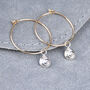 Sterling Silver And Gold Hoop Earrings With Shell Charm, thumbnail 3 of 10