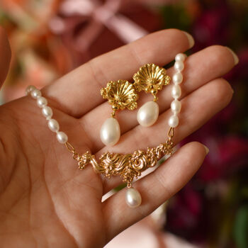 Sterling Silver/18ct Gold Plated Pearl Ocean Set, 3 of 7