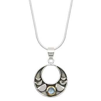 Moon Phase Unisex Moonstone Silver Pendant Necklace, 2 of 6