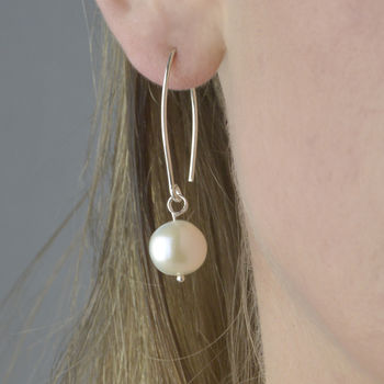 Pearl Earrings White Or Pink Pearls On Long Hook, 2 of 5