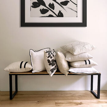 Phoebe Hand Embroidered Linen Cushion Ivory And Black, 5 of 8