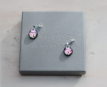 Pale Pink Round Glass Drop Earrings, 2 of 10