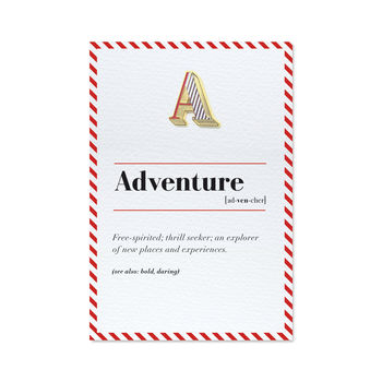 A Is For Adventure Enamel Pin Badge And Card, 4 of 5