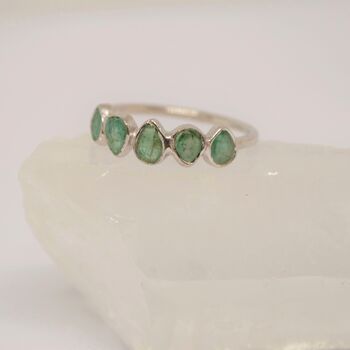 Emerald Sterling Silver Ring, 4 of 10