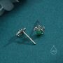 Sterling Silver Tiny Leaf With Natural Green Onyx Stud Earrings, thumbnail 5 of 12