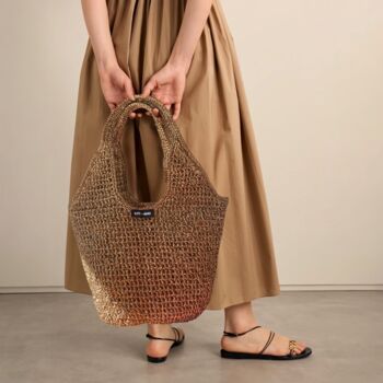 Metallic Raffia Crochet Tote Bag, 3 of 6
