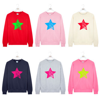 Neon Star Snowflakes Christmas Jumper, 3 of 6