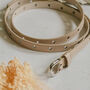 Cream Pu Skinny Belt With Heart Holes, thumbnail 3 of 6