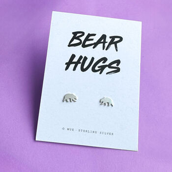 Bear Hugs Silver Earrings With Choice Of Message Card, 4 of 4