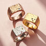 Chunky Textured Confetti Birthstone Signet Ring, thumbnail 3 of 8
