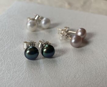 Freshwater Pearl And Sterling Silver Studs, 2 of 9